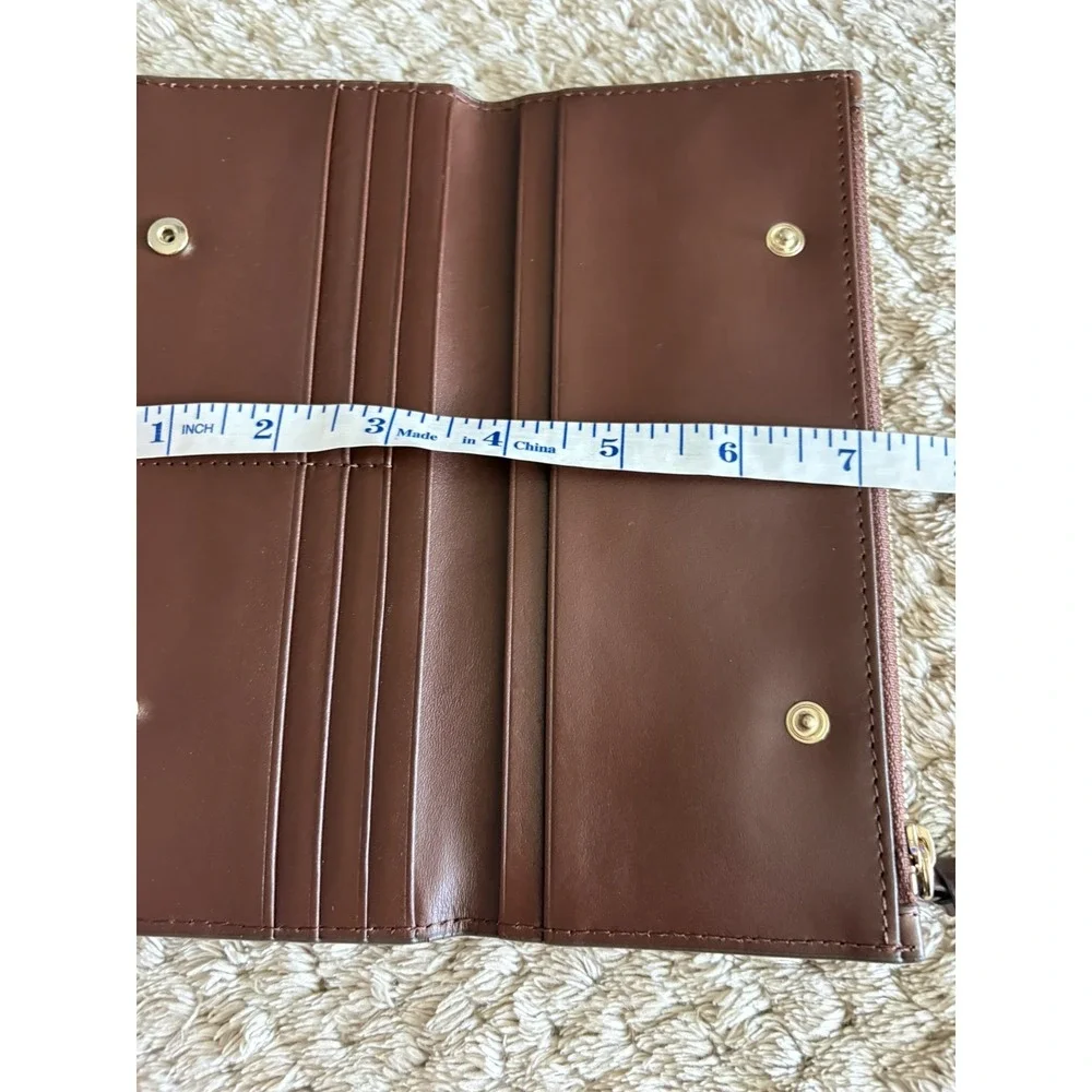 Massimo Dutti Chocolate Brown Leather Double Zip Wallet Large